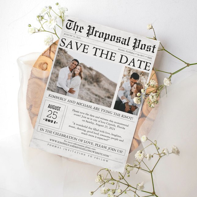 Save The Date Style de journal amusant Enregistrer la date Photo (Créateur téléchargé)