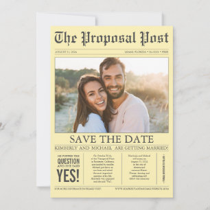 Save The Date Style de journal amusant Jaune Sauvez la date Phot