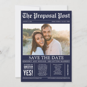 Save The Date Style de journal Marine Bleu Enregistrer la date P
