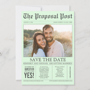 Save The Date Style de journal Monnaie verte Sauvez la date Phot