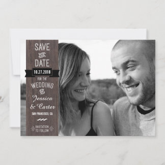 Save The Date Style de signalisation RusticVintage Photo Enregis