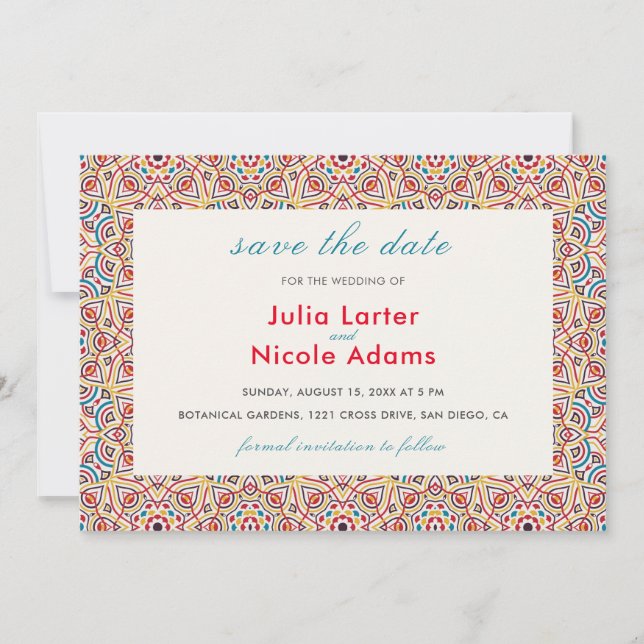 Save The Date Style géométrique Étincelles Mariage métallique en (Devant)