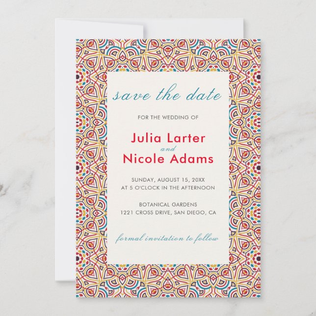 Save The Date Style géométrique Étincelles Mariage métallique en (Devant)