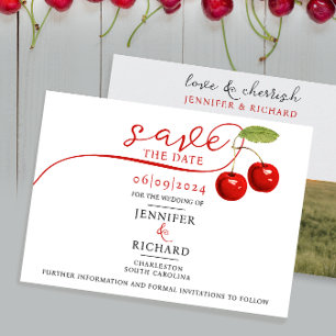 Save The Date Style jolie cerise rouge blanc Mariage photo Typo