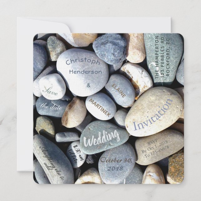 Save The Date Style moderne Rustic Pebbles Mariage nature (Devant)