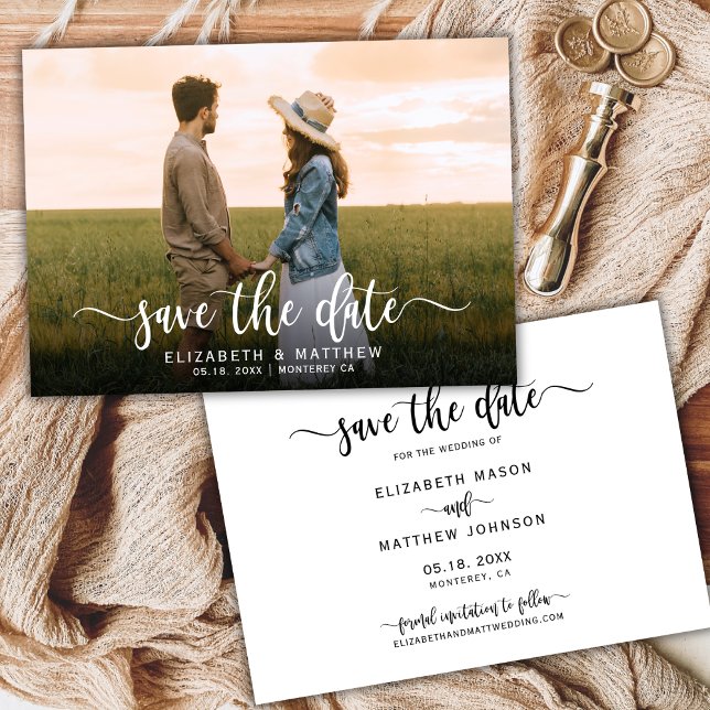Save The Date Style moderne typographie Script Un Mariage photo (Créateur téléchargé)