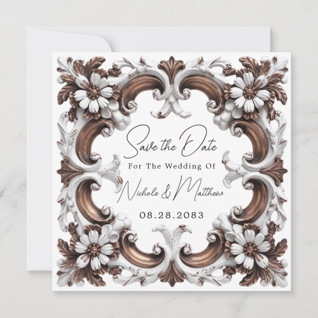 Save The Date Style Rococo baroque élégant (Devant)