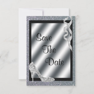 Save The Date Stylet scintillant argenté et anniversaire de