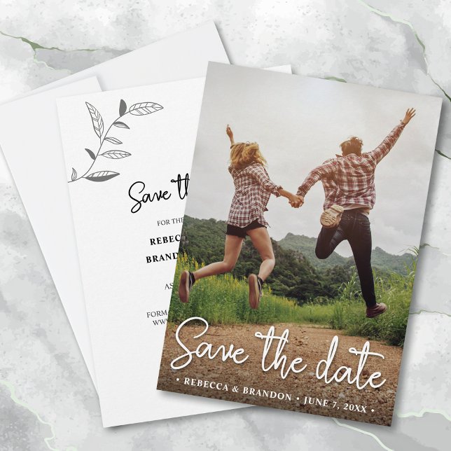Save The Date Stylish Rustic Double Côté Enregistrer La Date Pho (Créateur téléchargé)