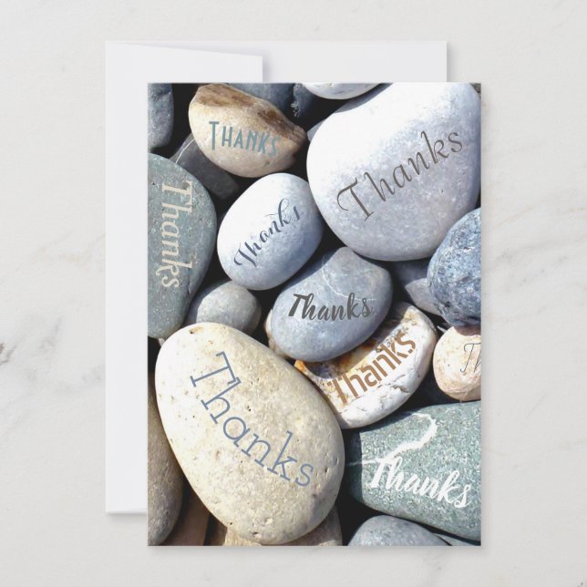 Save The Date Stylish Rustic Inhabituel MERCI Pebbles Naturels (Devant)