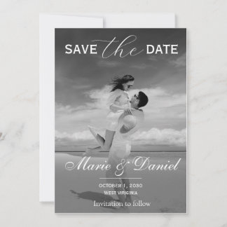 Save The Date Stylish Simple Full Photo Double-sided Save The Da