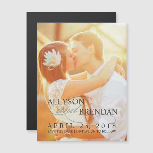 Save the Date Stylish Wedding Photo Magnetic Invitation (Front/Back)