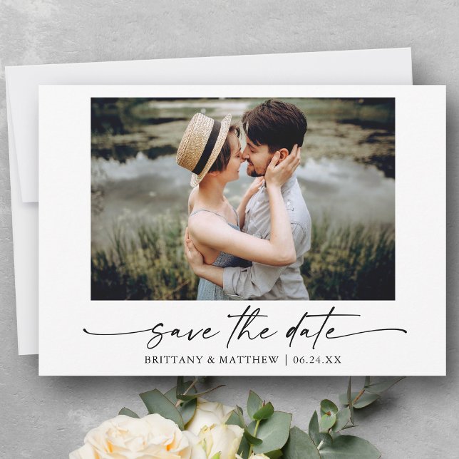 Save The Date Stylo d'encre minimaliste moderne photo (Customize to change your personalized text size or text style.)