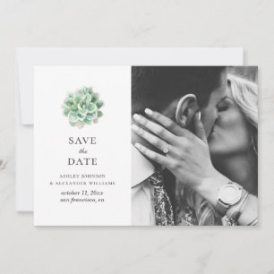 Save The Date Succulentes aquarelle. Cactus vert. Botanique