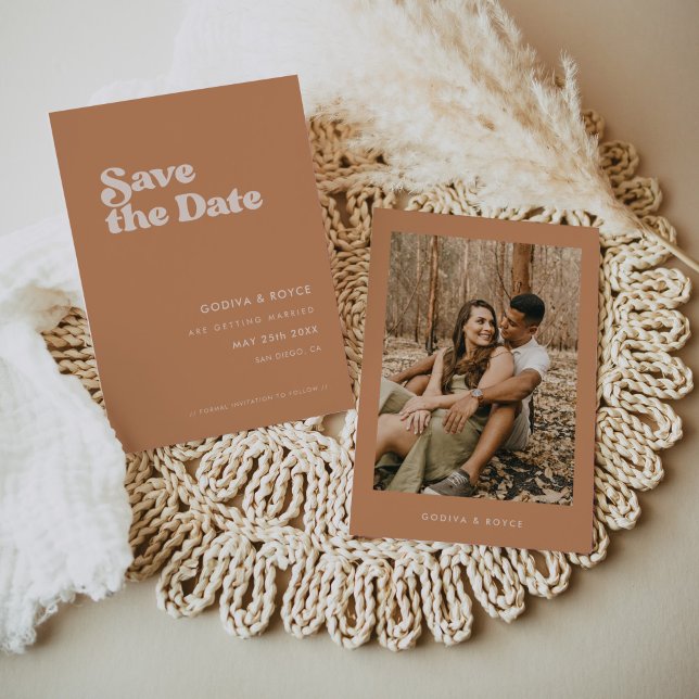 Save The Date Sucre Brown rétro élégant Photo (Créateur téléchargé)