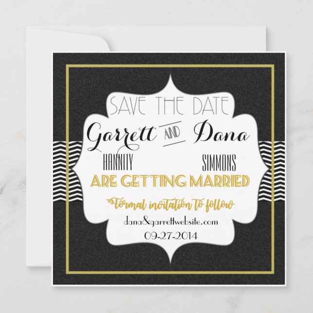 Save The Date Suite de mariage Gatsby Gold pour la mariée et son (Devant)