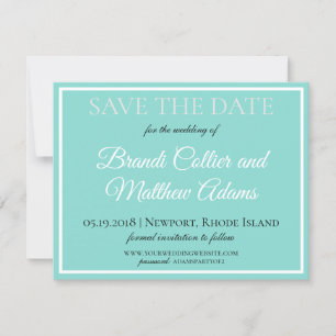 Save The Date Suite mariée et Mariage Bleu Turquoise élégant