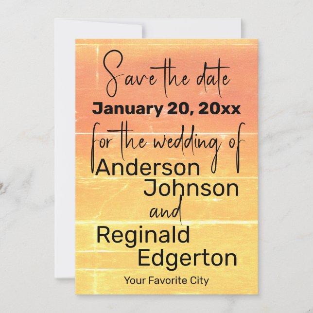 Save the Date Summer Rustic Casual Wedding Peach (Front)