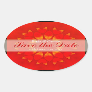 Save the Date Sun flower Petals Oval Sticker
