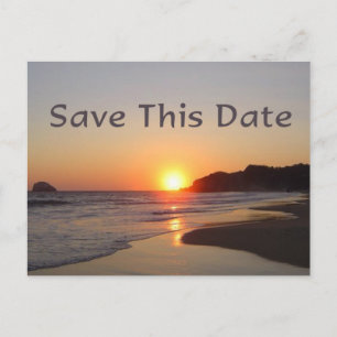 Save The Date Sun Setting on Beach Postcard