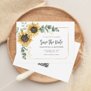 Save The Date Sunflower Eucalyptus Site Floral QR Code