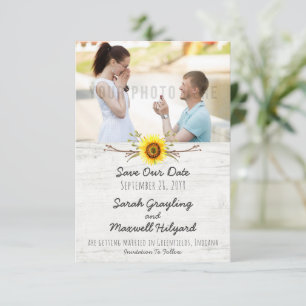 Save The Date Sunflower & Rustic Wood Farm Wedding Enregistrer L