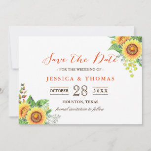 Save The Date Sunflowers Mariage rustique chic Enregistrer la da
