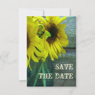 Save The Date Sunflowers Mason Jar Barnwood Automne Enregistrer 