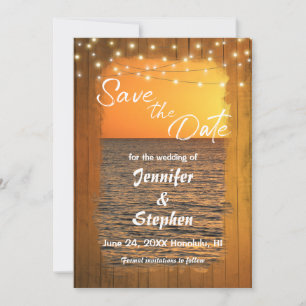 Save The Date Sunset Beach Mariage de typographie rustique Save
