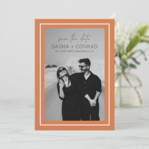 Save The Date Sunset Orange Bold Bordure Photo Mariage moderne