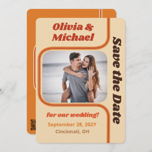 Save The Date Super orange et Brown courbe arc-en-ciel