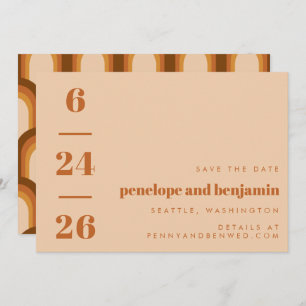 Save The Date Super Retro les années 70 Terre Brown Neutrals Mod