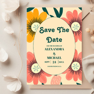 Save The Date Super Retro Pink & Gold Mariage