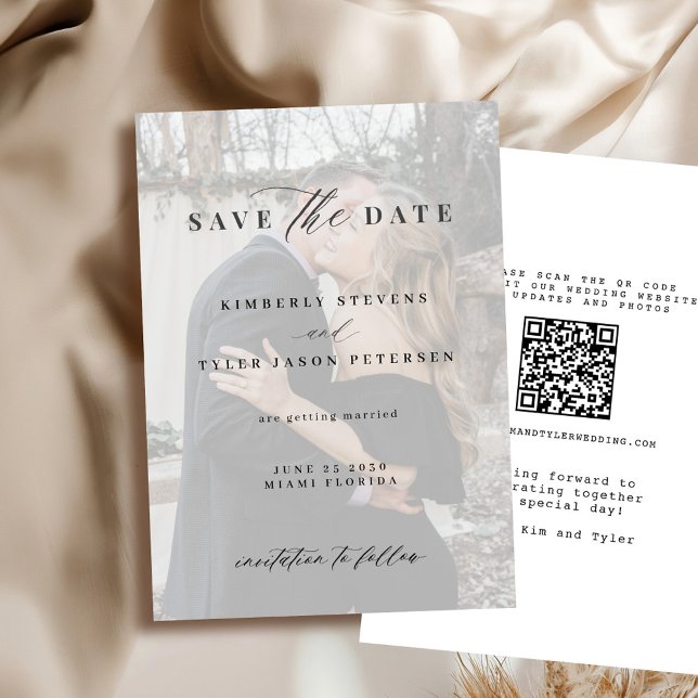 Save The Date superposition de photo de CODE QR élégant mariage  (Créateur téléchargé)