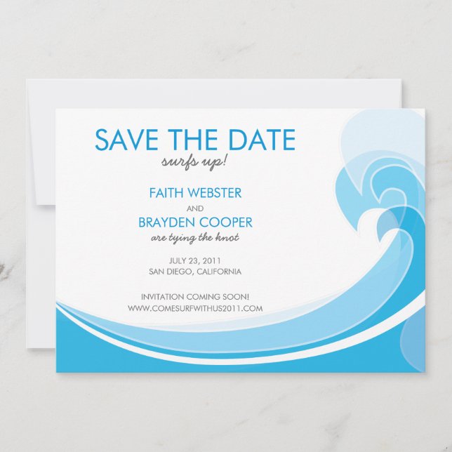 Save The Date Surf Up ! "Save the date" pour mariage (Devant)