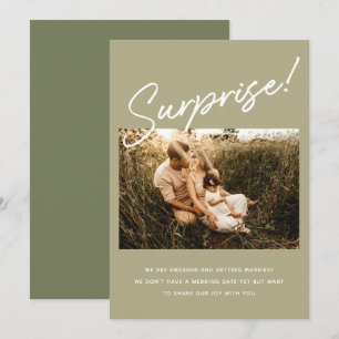 Save The Date Surprise Moderne Sage Vert Fiançailles Photo