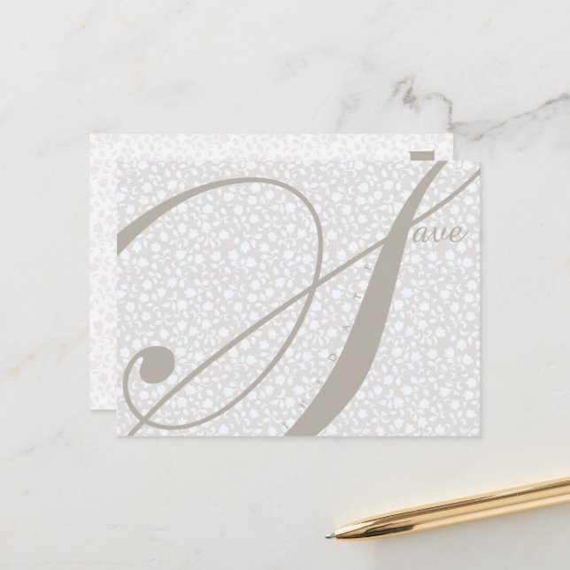 Save the Date Sutble Greys Announcement Postcard (Front/Back In Situ)