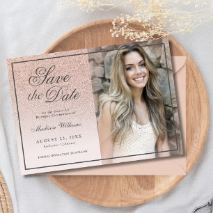 Save The Date Sweet 16 Enregistrer La Date Rose Parties scintill