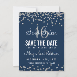 Save The Date Sweet 16 Save Date Parties scintillant Argent Conf