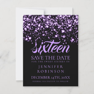 Save The Date Sweet 16 "Save The Date" Purple Midnight Glam