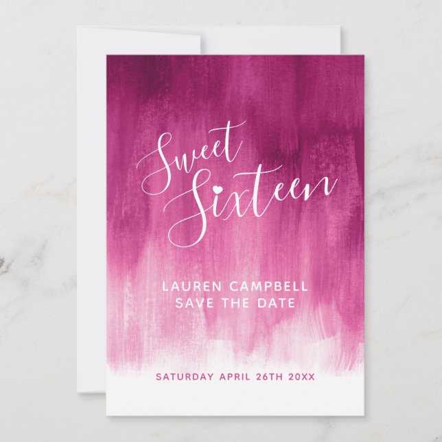 Save The Date Sweet sixteen d'anniversaire de l'art moderne rose (Devant)
