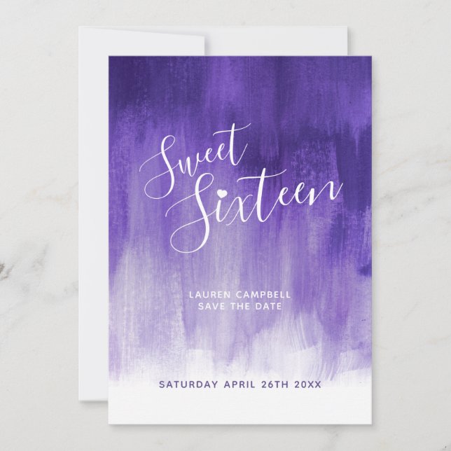 Save The Date Sweet sixteen d'art moderne ultra violet (Devant)