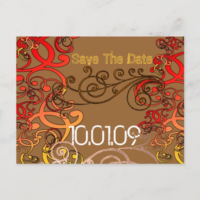 Save the Date- Swirl Distressed Announcement Postcard (Front)