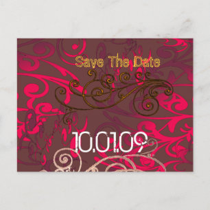 Save the Date- Swirl Distressed - Announcement Postcard