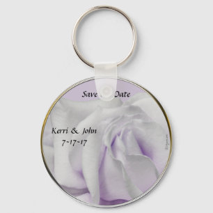 Save the Date Swirly Pale Violet Wedding Favour Keychain