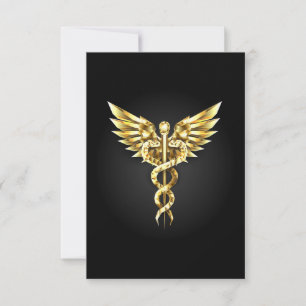 Save The Date Symbole caducee polygonale en or