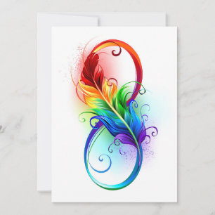 Save The Date Symbole d'infini avec plume arc-en-ciel