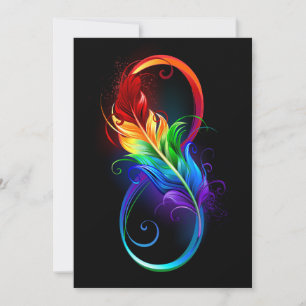 Save The Date Symbole d'infini avec plume arc-en-ciel