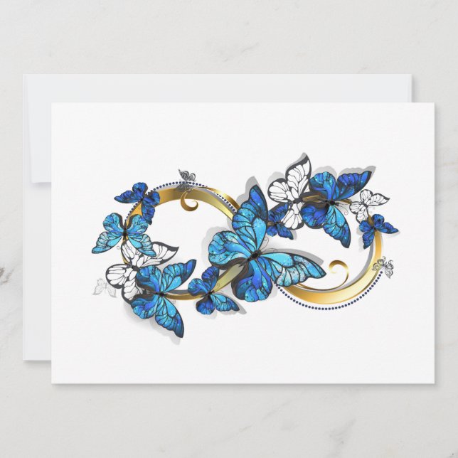 Save The Date Symbole infini de papillons Morpho bleus (Devant)