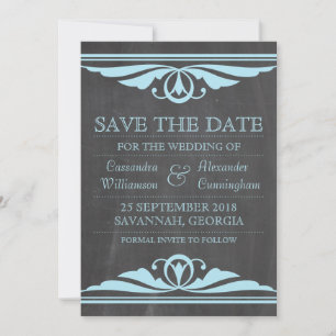Save The Date Tableau de bord bleu déco Enregistrer l'Invitation